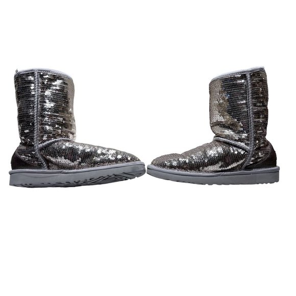 Gold Glitter Classic Ugg Boots Size 7 Great Condition F19012D Comfy & Stylish - Picture 3 of 13